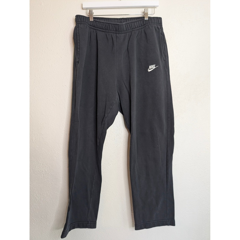 Nike Mens Sweatpants L Black Fleece Straight Athletic Gym Lounge Sportswear